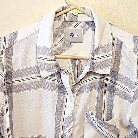 Rails Size S White Gray Striped Plaid Long Sleeve Button Down Shirt - Picture 2 of 8